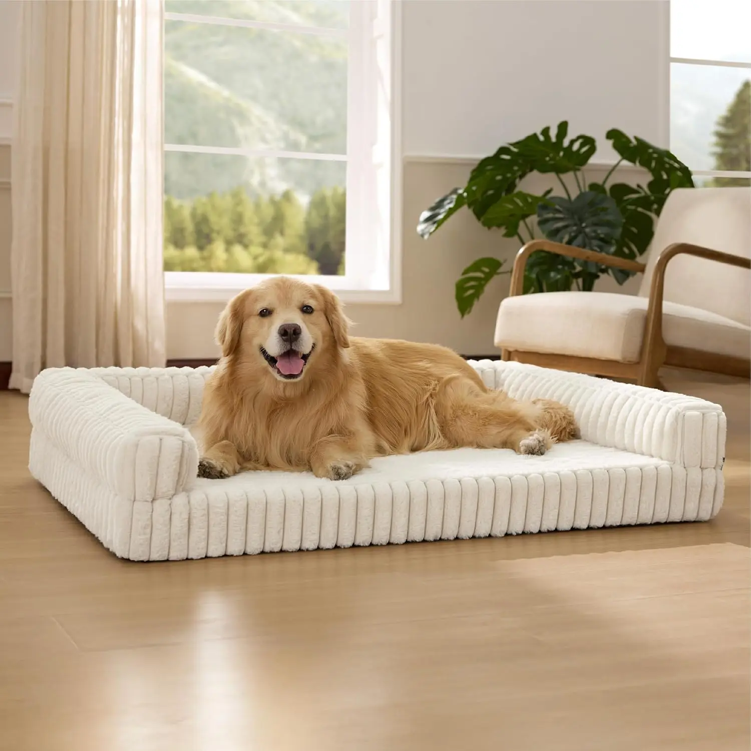 Soft Fleece Large Dog Bed, Supportive Egg‑Crate Foam Pet Bed with Non‑Slip Bottom for Big Dogs