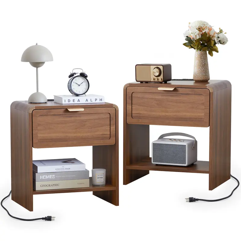 Fluted/Modern Nightstand Set of 2
