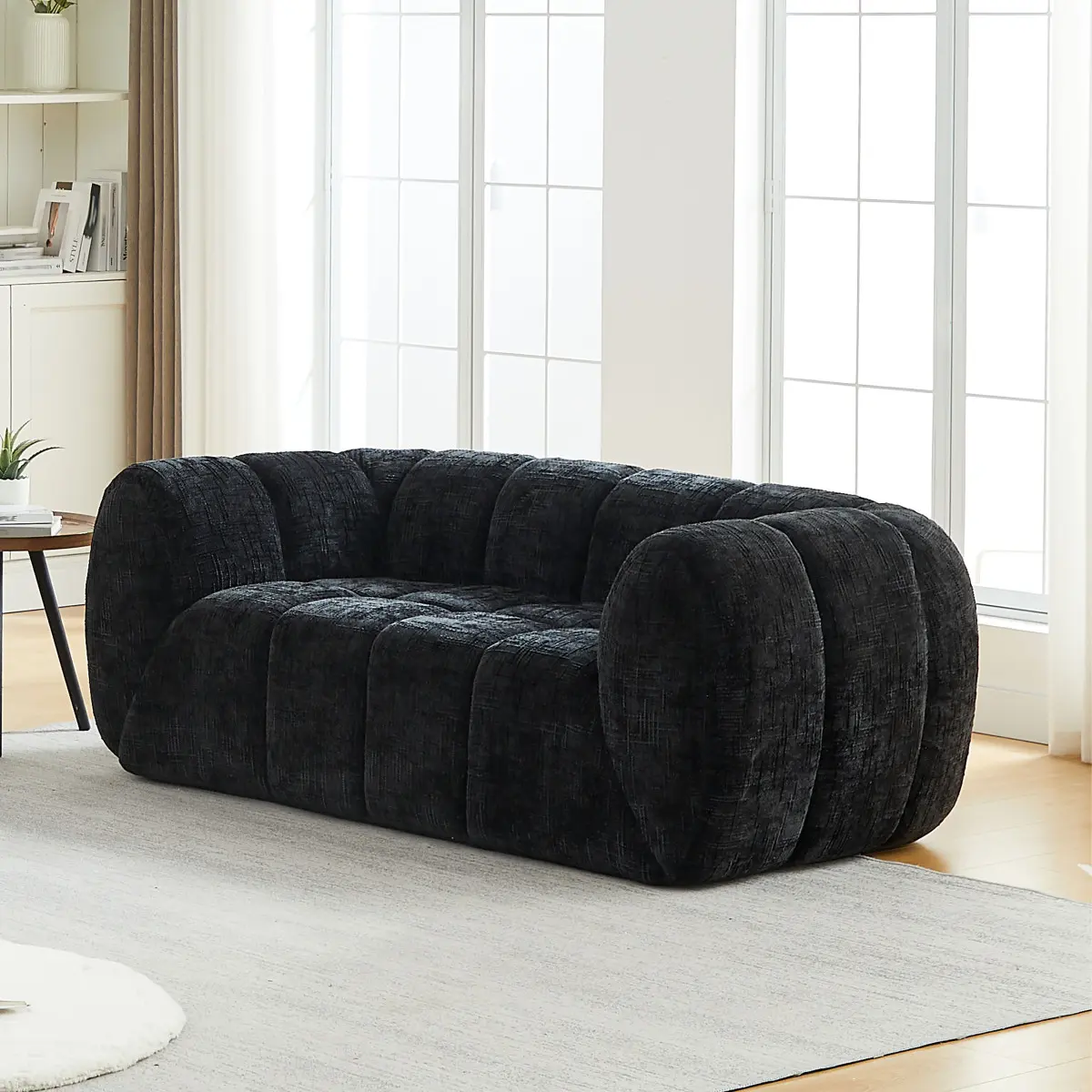 Modern Quilted Cloud Sofa, Deep‑Seat Chenille Pure Foam Couch for Living Room, Bedroom & Apartment
