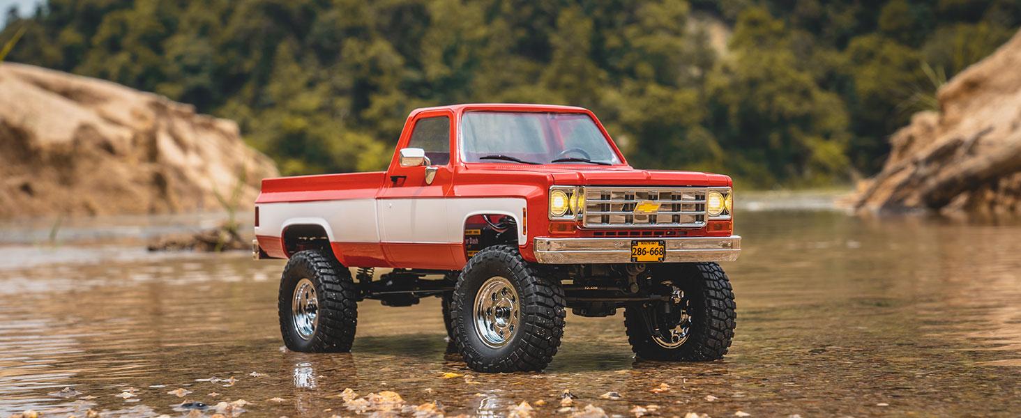 FMS 1/18 RC Crawler FCX18S Chevy K10 S RC Truck RTR RC Car Model Car 8km/h 4WD 900mAh Hobby RC Cars Remote Control Car with LED Lights Vehicle 4-Ch 2.4GHz Transmitter Outdoorfun Fathersdaygift Chevrolet Chassis