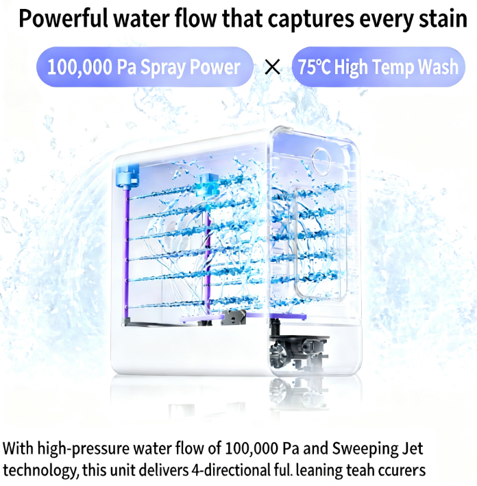 AI Smart Countertop Dishwasher, 28cm Ultra Slim Width, No Plumbing Required, Tank-Type Portable Dishwasher for Small Kitchen