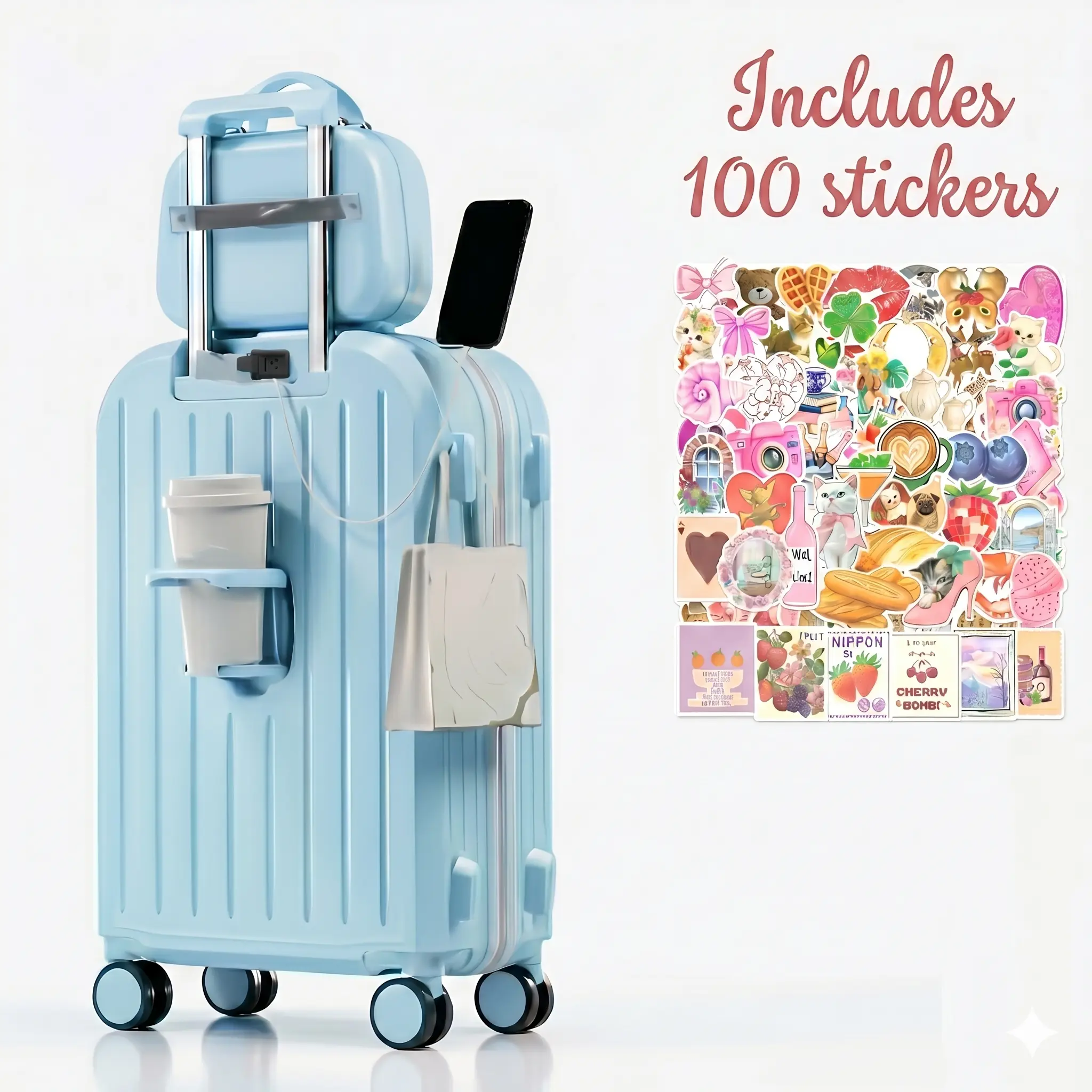 20-inch ABS+PC Hardshell Luggage Set Blue