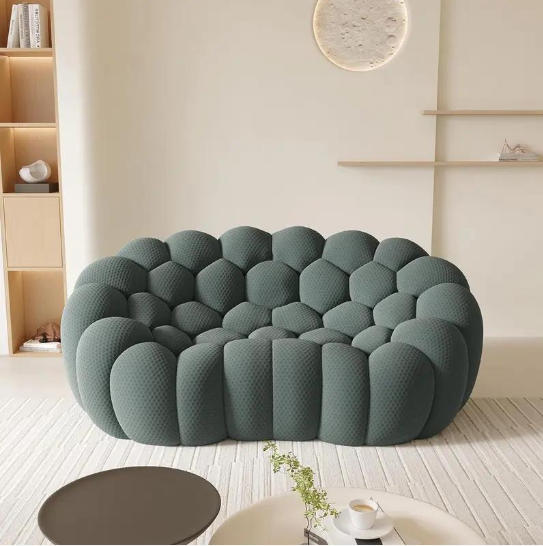 Bubble Curved Sofa, 98.43" Breathable Mesh Large Couch for Living Room, Office & Apartment
