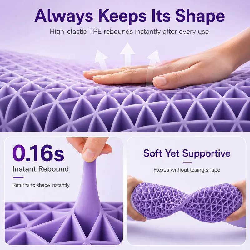 Cooling Honeycomb TPE Pillow, Ergonomic Cervical Neck Support Pillow, Breathable Fully‑Washable High‑Elastic Pillow for Side & Back Sleepers