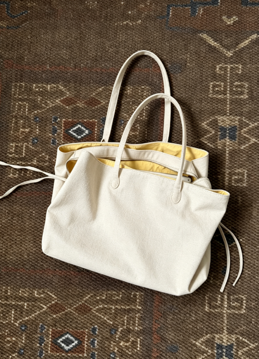 Contrast Lining Nylon Tote Bag, 2-Way Wear Waterproof Laptop Crossbody Bag