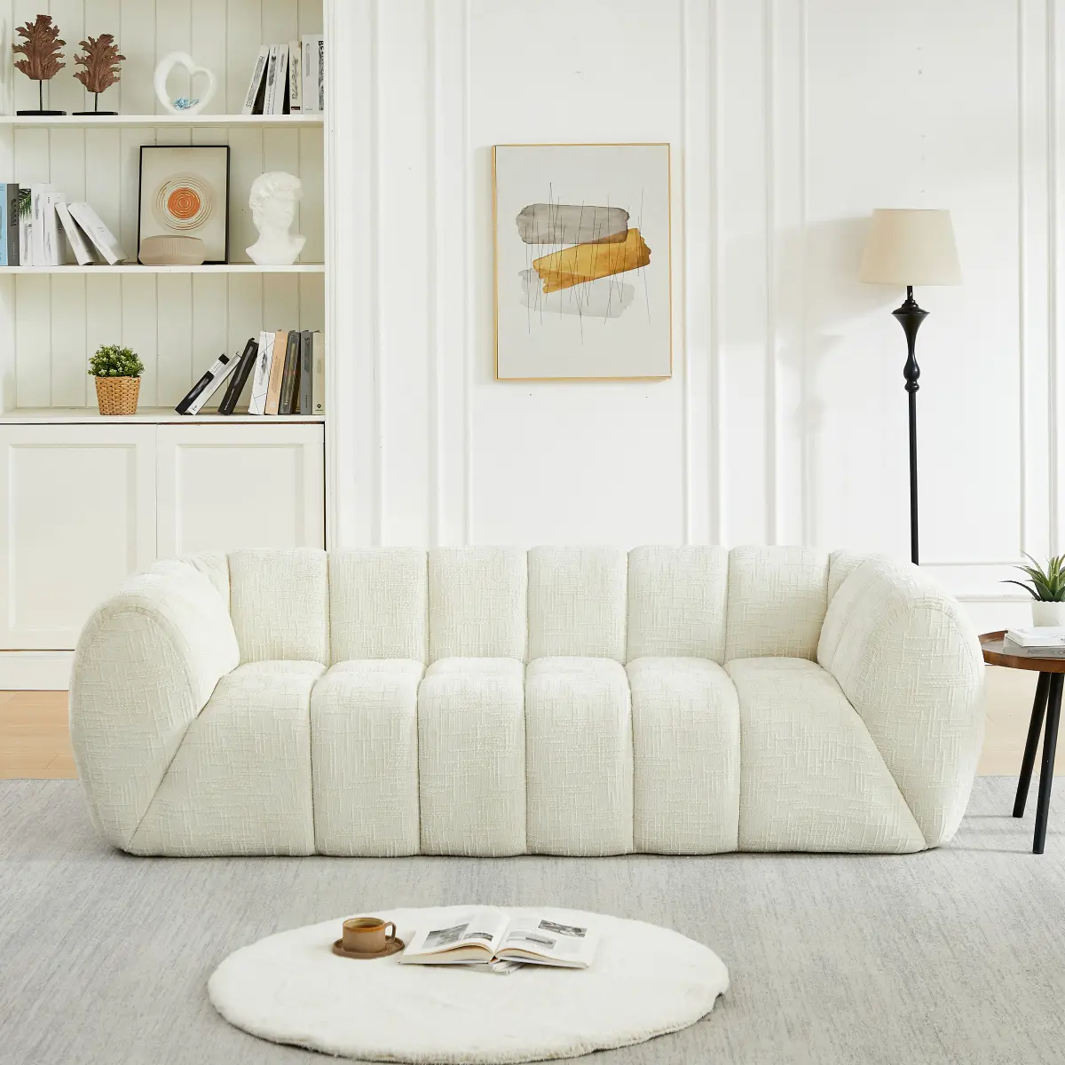 Modern Quilted Cloud Sofa, Deep‑Seat Chenille Pure Foam Couch for Living Room, Bedroom & Apartment
