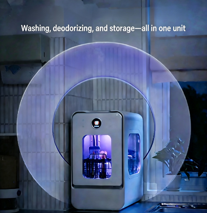 AI Smart Countertop Dishwasher, 28cm Ultra Slim Width, No Plumbing Required, Tank-Type Portable Dishwasher for Small Kitchen