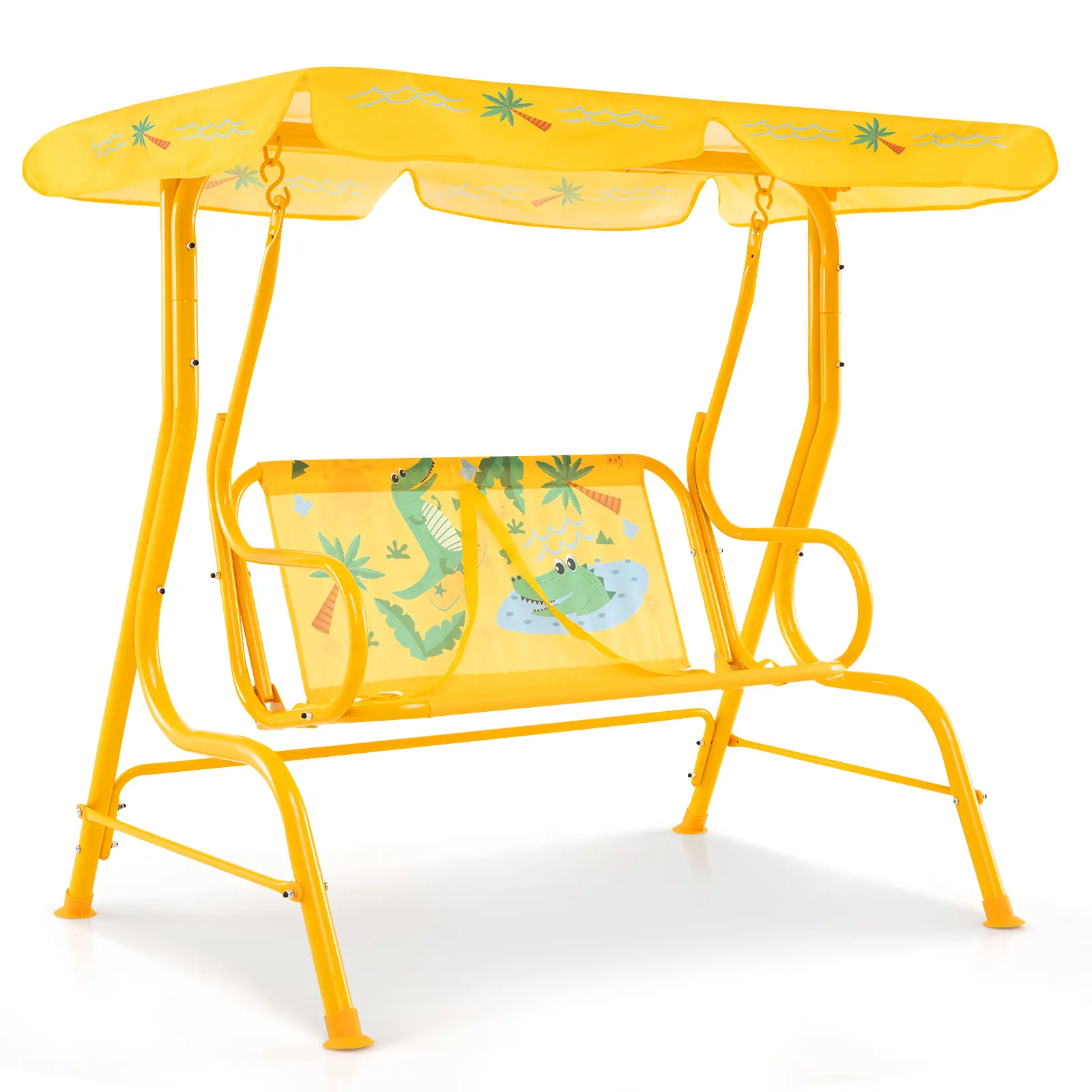 2‑Seater Kids Patio Swing Chair, Outdoor Porch Swing Bench with Removable Canopy for Garden & Backyard