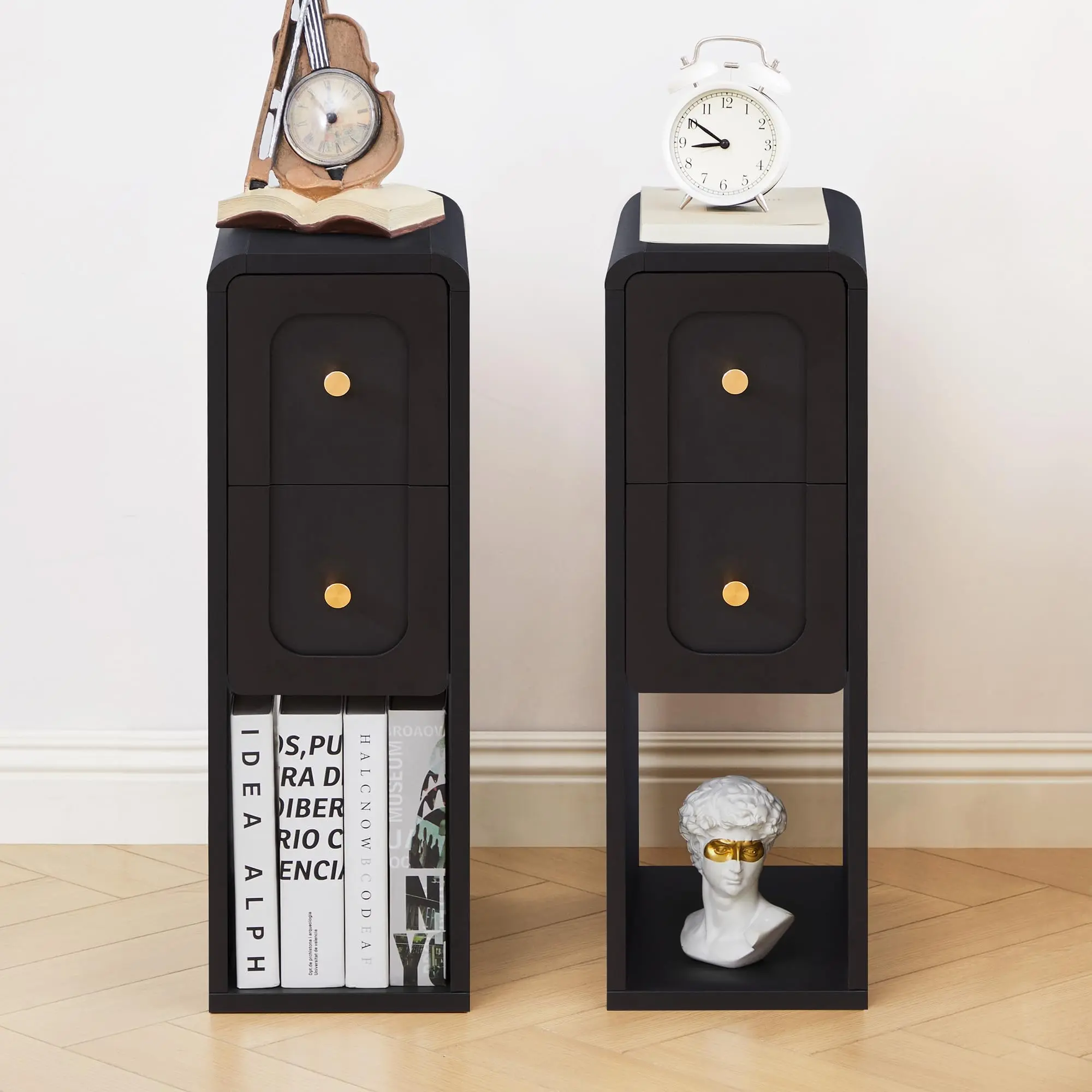 Narrow Nightstand with 2 Drawers