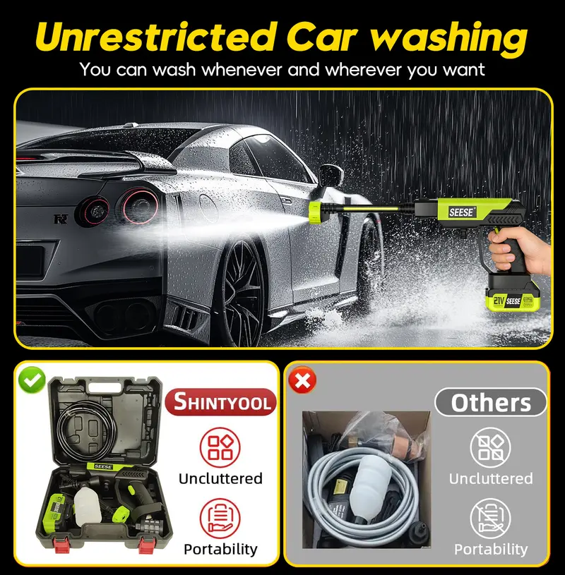 【Deals For You Days】 Cordless Pressure Washer and Single Port Charger Base, Bottle Portable Washer for Car,Home Cleaning & Garden Watering
