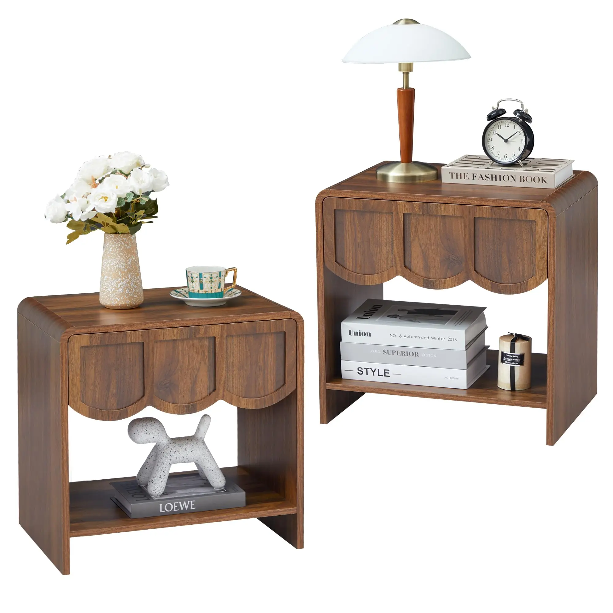 Small Night Stand Modern Farmhouse Wood Nightstand for Small Spaces