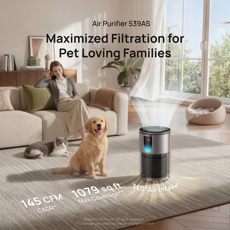 DREO Smart Pet Air Purifier 539AS - HEPA Air Cleaner