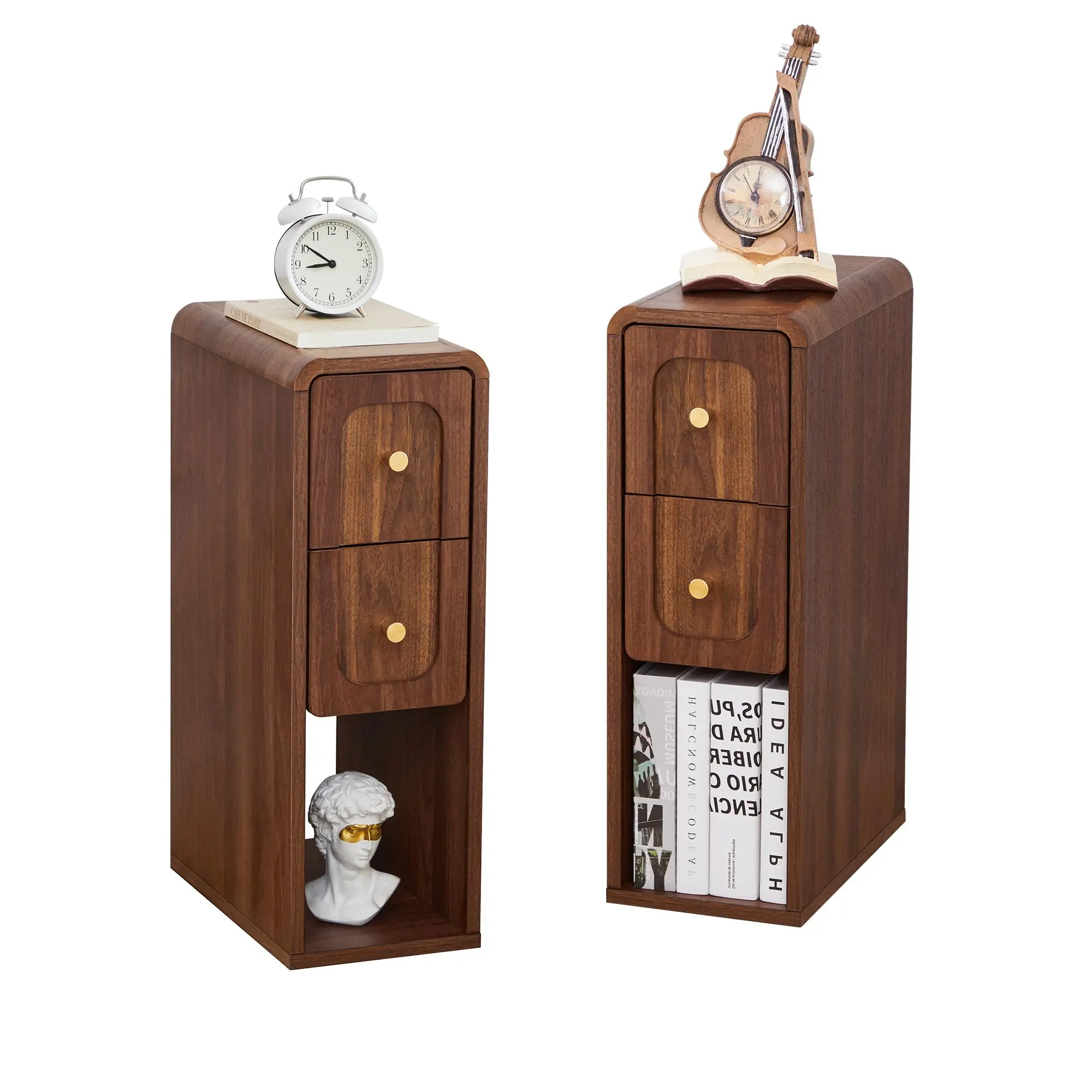 Narrow Nightstand with 2 Drawers