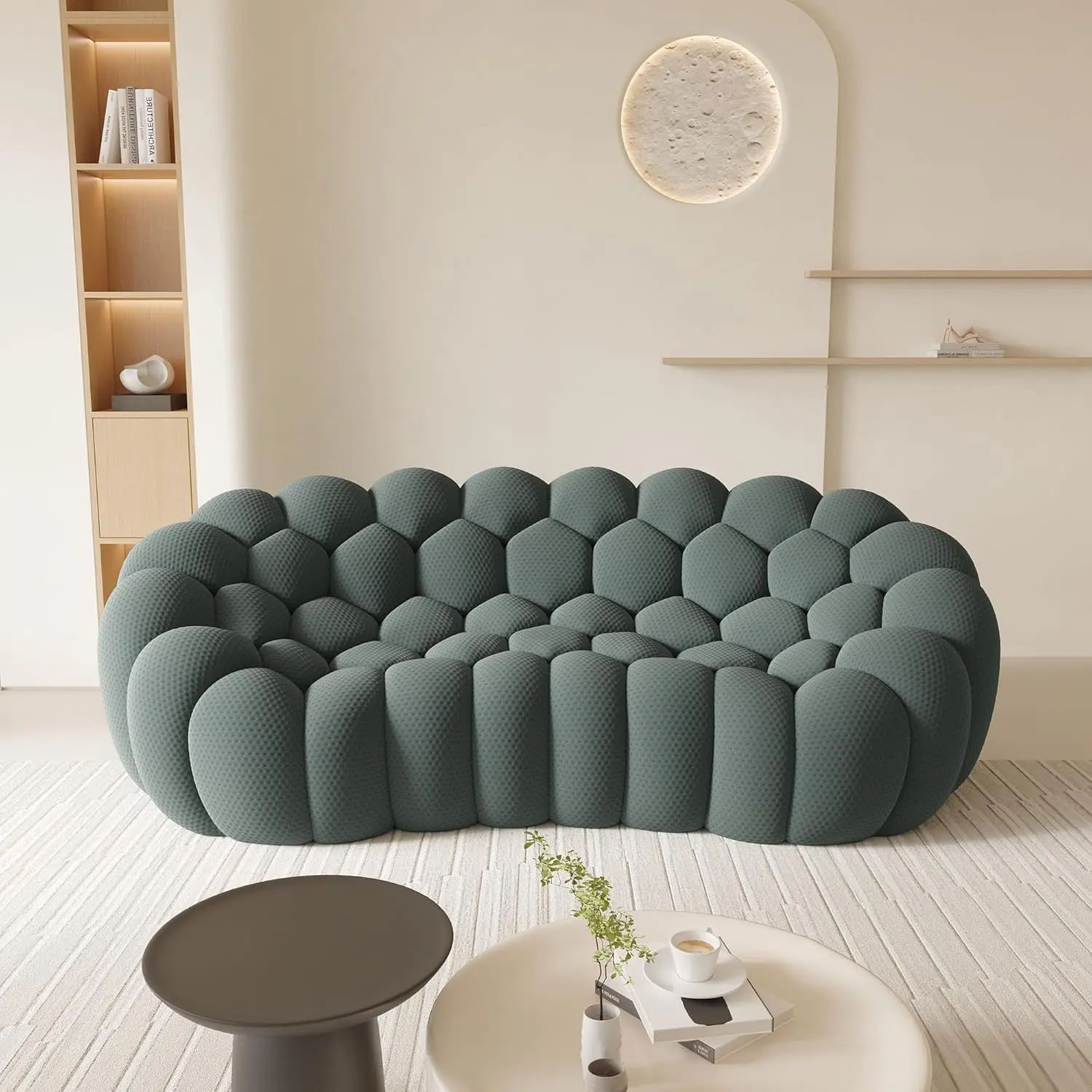 Bubble Curved Sofa, 98.43" Breathable Mesh Large Couch for Living Room, Office & Apartment
