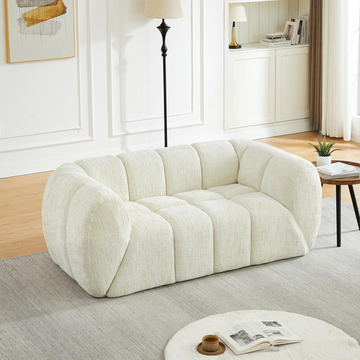  [Bellemave]  Modern Quilted Cloud Sofa, Deep-Seat Chenille Pure Foam Sofa, Comfortable Couch, Suitable for Living Rooms, Bedrooms, and Apartments