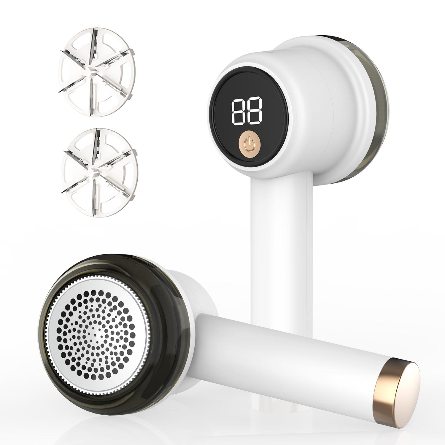 Rechargeable Fabric Shaver with 2 Replaceable Stainless Steel 6-Leaf Blades(1 Free Extra Included) | Lint Remover with 3-Speed Settings & LED Display - Efficient Sweater and Lint Shaver for Clothes, Removing Fuzz, Lint Balls, Pills.Christmas Gift