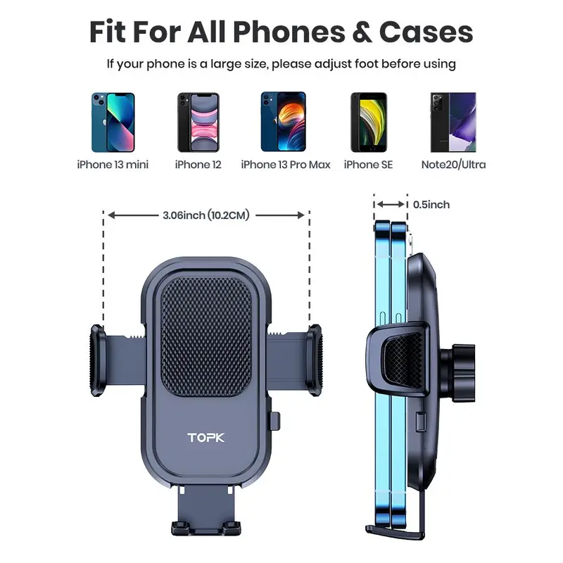 360° Rotation Suction Cup Car Phone Holder, Phone Suction Pad Dashboard Navigation Mount, Universal Smartphone Holder, Adjustable Hands-Free Phone Mount for Car Dashboard