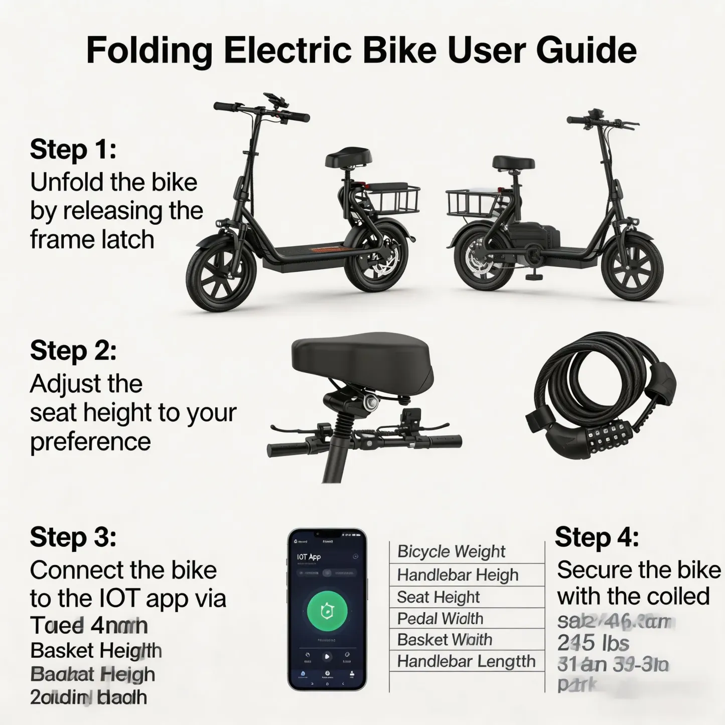 Patín Eléctrico Plegable para Adultos con Asiento, Cesta de Almacenamiento, Motor 500W, Frenos de Disco, Luz LED y Autonomía de hasta 45 km