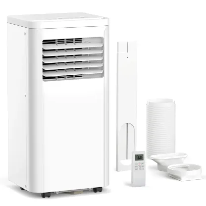 Aire Acondicionado Portátil 8,000/10,000 BTU – Enfría hasta 350/450 ft², 4 Modos, Control Remoto, Pantalla LED, Temporizador 24H, Kit de Instalación – Ideal para Dormitorio, Oficina o Hogar