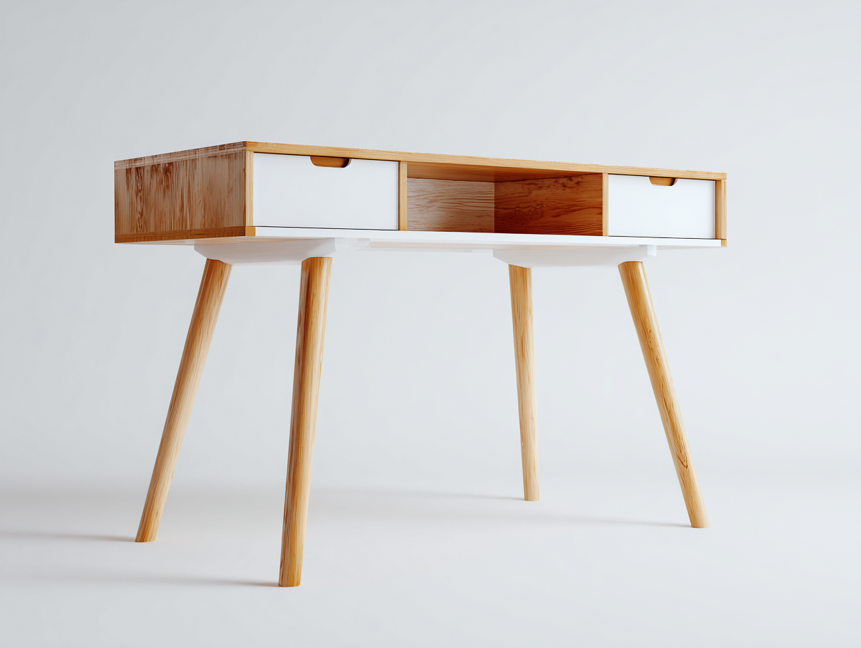 Schreibtisch Holz 110x50x75 cm Weiß Braun Modernes Design-Siriyspace