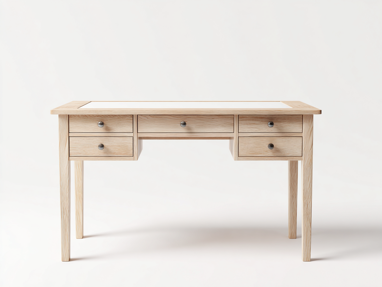 Schreibtisch Holz 130x60x78 cm Naturholz für Büro - mit Stauraum - klassisches Design-Siriyspace