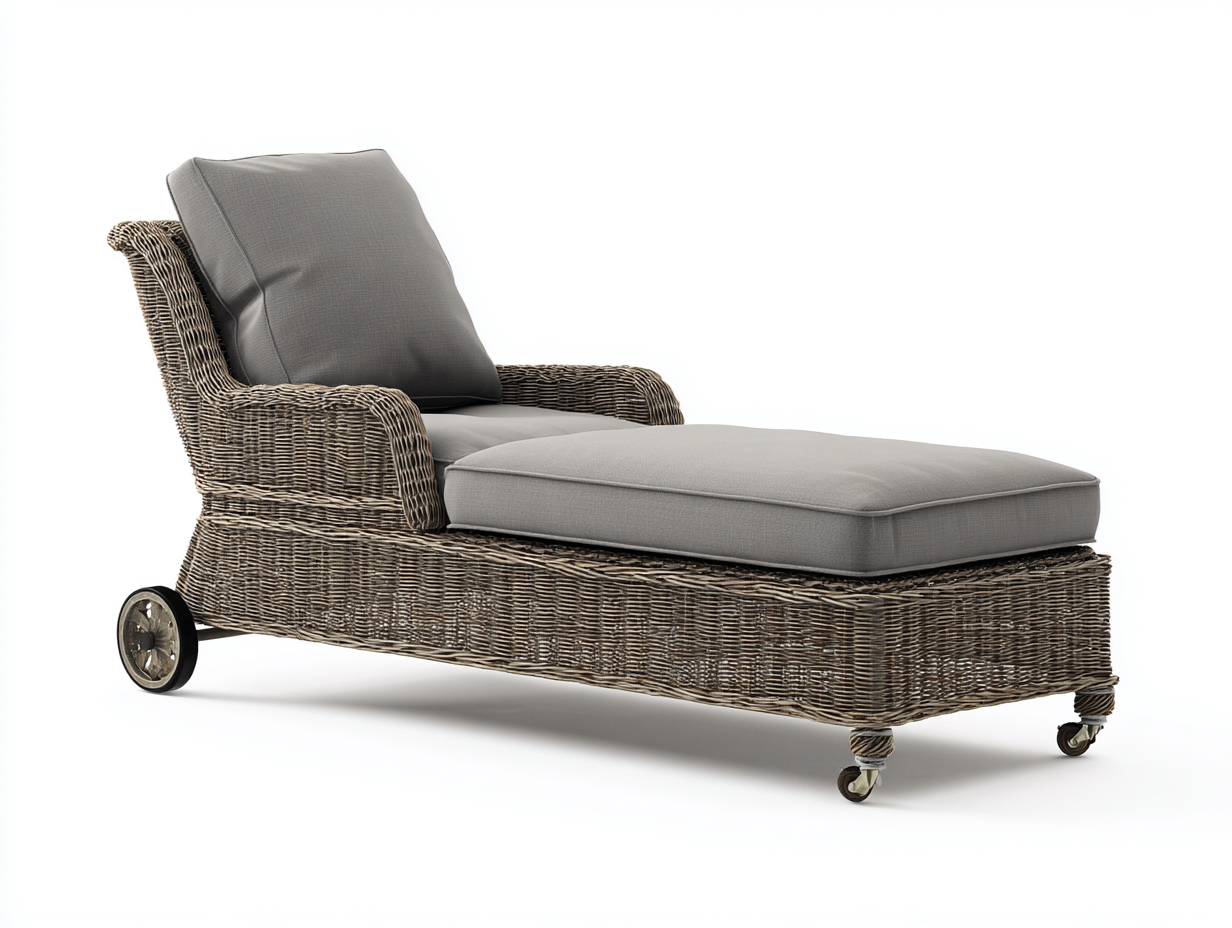 Sonnenliege Polyrattan 175x68x86 cm Naturgrau-Grau für Garten - mit Rollen - modernes Design-Siriyspace