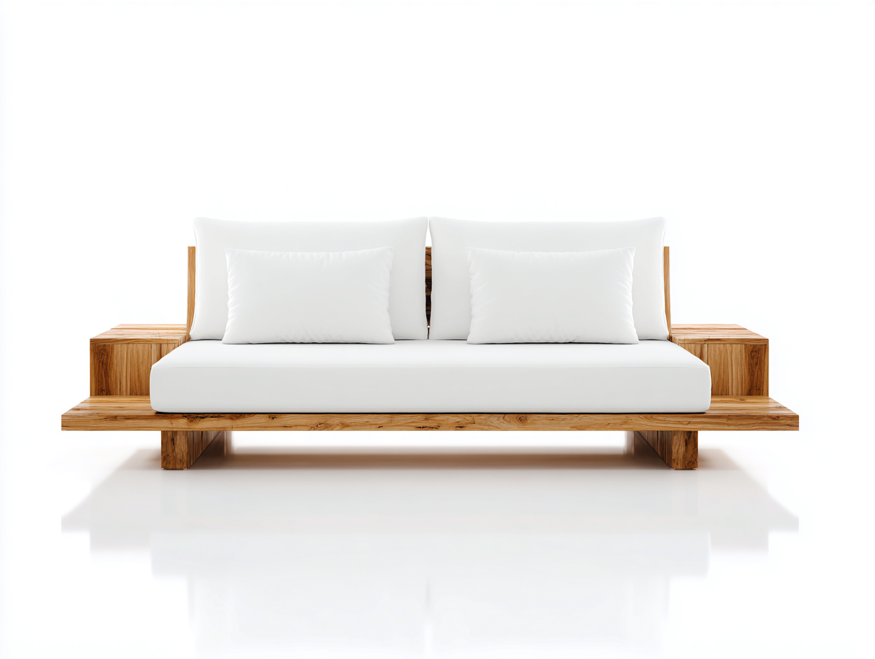 Gartensofa Massivholz 200x80x70 cm Natur Weiß - geeignet für Garten - Modernes Design-Siriyspace