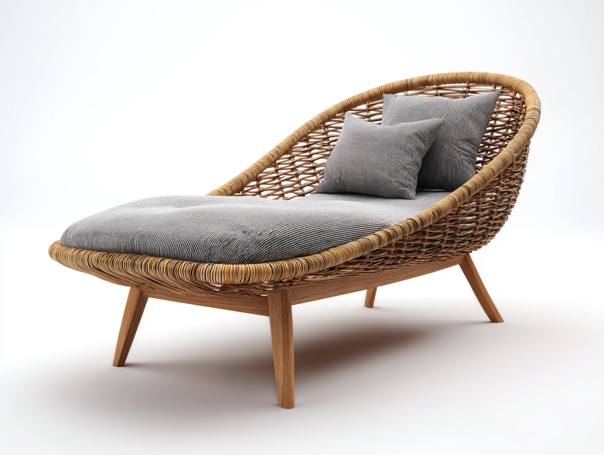 Sonnenliege Polyrattan Holz 185x75x85 cm Natur Grau - geeignet für Garten - Modernes Design-Siriyspace
