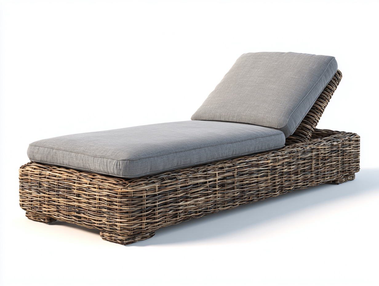 Sonnenliege Polyrattan 195x65x80 cm Braun Grau geeignet für Garten - Verstellbare Rückenlehne modernes Design-Siriyspace