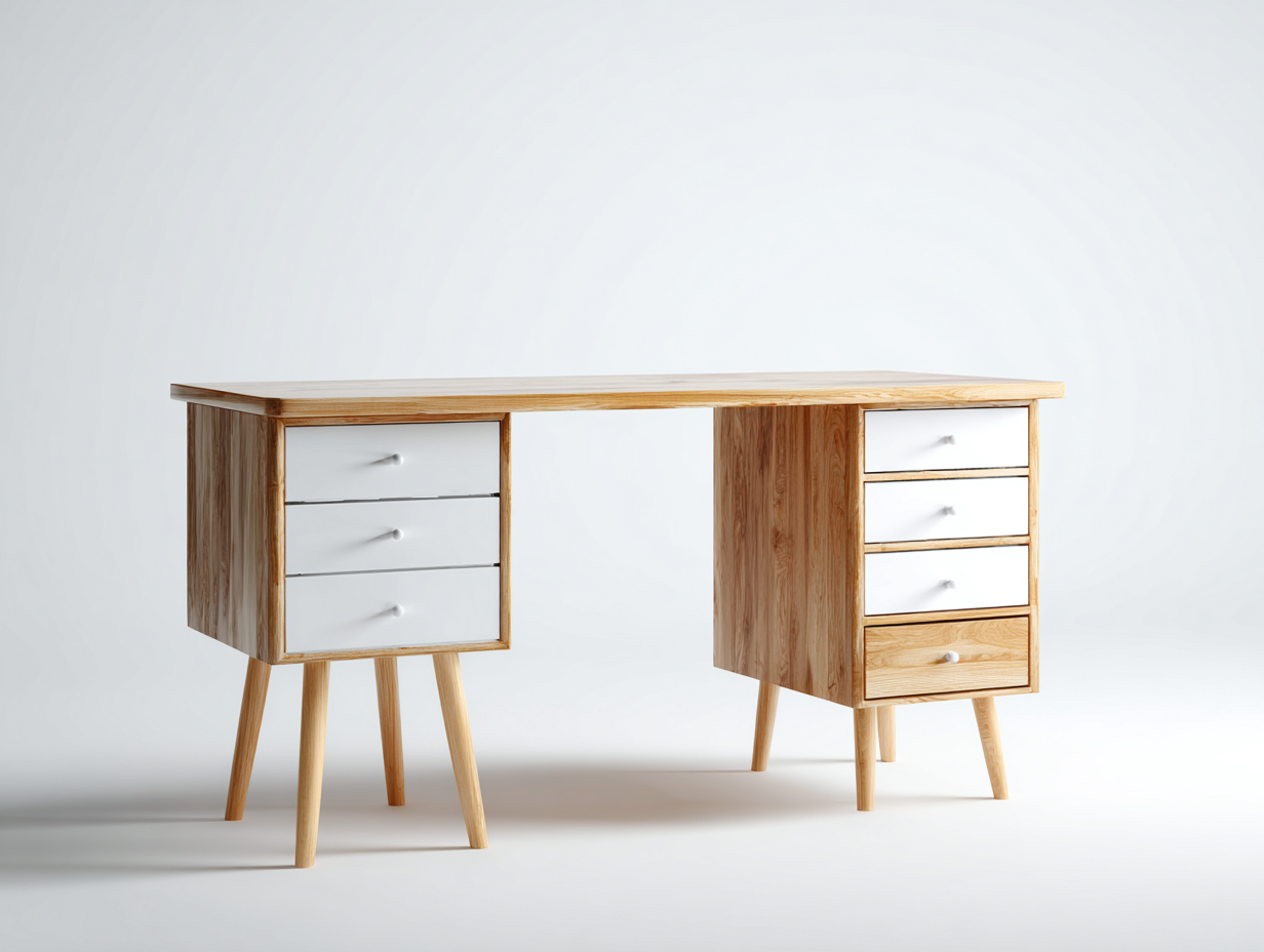 Schreibtisch Holz 140x60x75 cm - Weiß-Braun - Modernes Design-Siriyspace