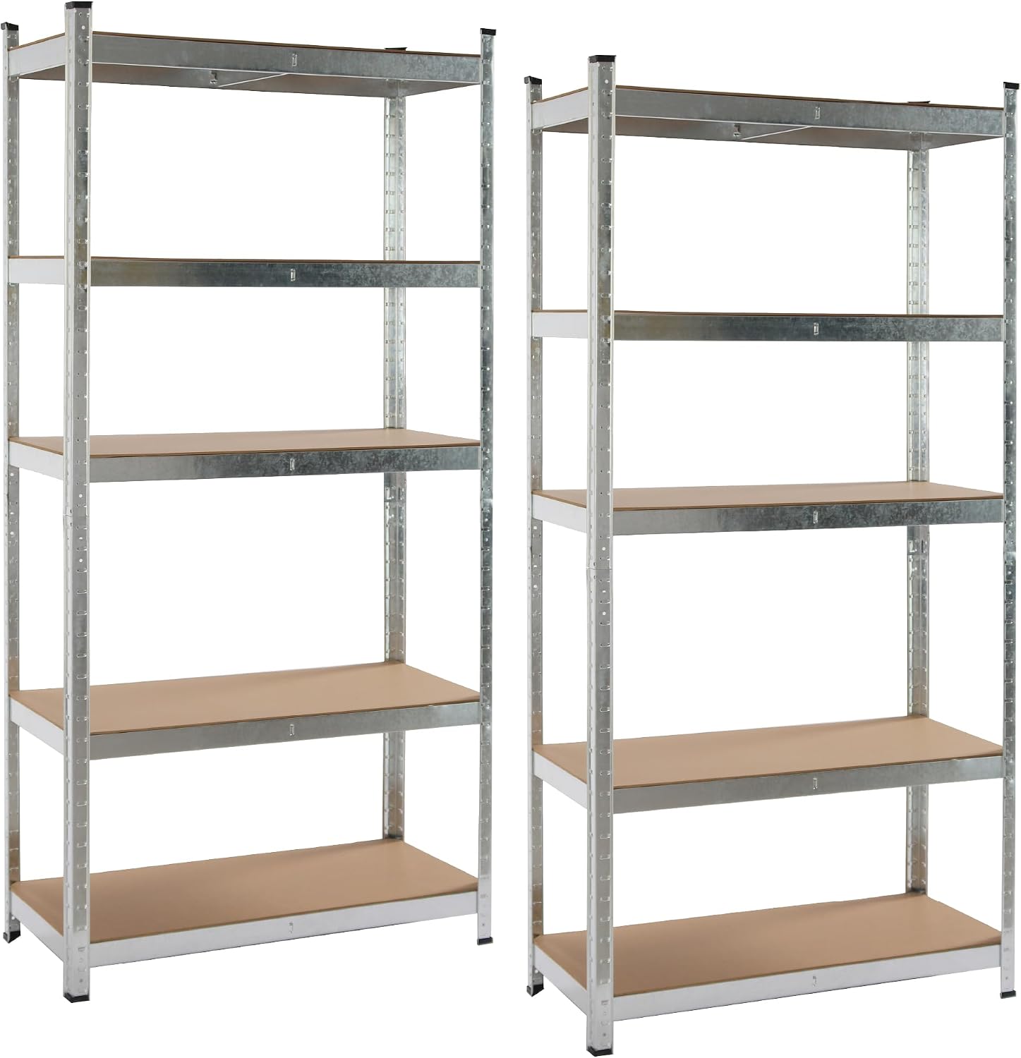 Pack 2 Estanterías Metálicas 180×90×40 cm | 5 Baldas MDF Ajustables, Acero Galvanizado para Garaje y Trastero