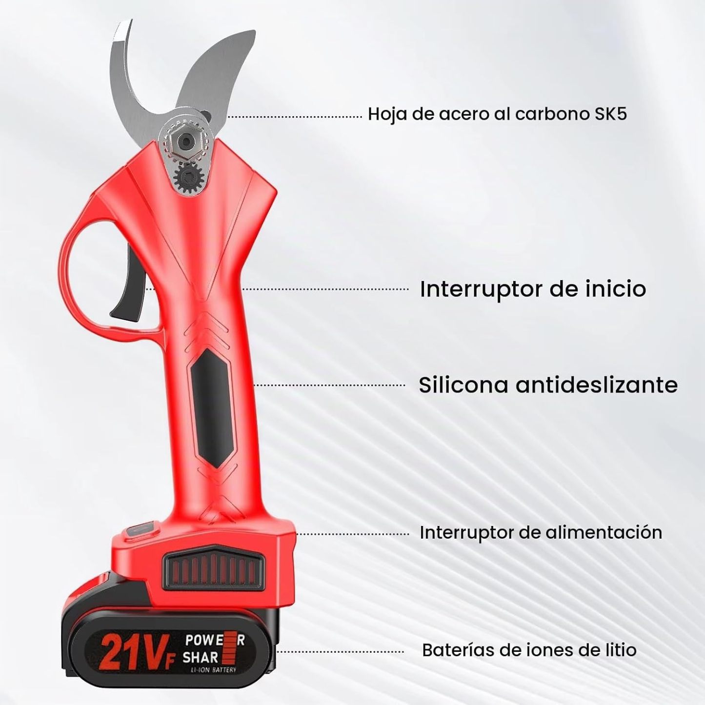 Tijeras de Poda Eléctricas 21V Inalámbricas | Motor Sin Escobillas, Batería de Litio Recargable para Jardín