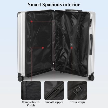 Set de 5 Valises – ABS Rigide Anti-Choc, 57/67/77 cm, Roulettes 360° Silencieuses, Cadenas TSA, Léger et Résistant, Couleur Noir, Trousse de Toilette Incluse