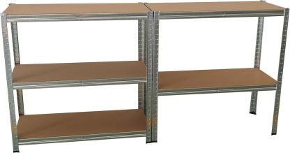 Pack 2 Estanterías Metálicas 180×90×40 cm | 5 Baldas MDF Ajustables, Acero Galvanizado para Garaje y Trastero