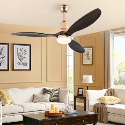 Ventilador de Techo con Luz LED | 3 Aspas de Madera, 6 Velocidades y Control APP + Mando