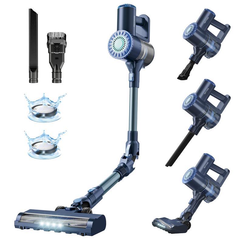 Aspiradora sin Cable 250W, 25.000 Pa, 45 Min, Pantalla LED, Antienredos, para Suelos, Alfombras y Mascotas