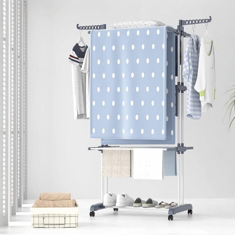 Tendedero de Ropa Plegable de 4 Niveles | Acero Inoxidable, con Ruedas y Gran Capacidad de Secado
