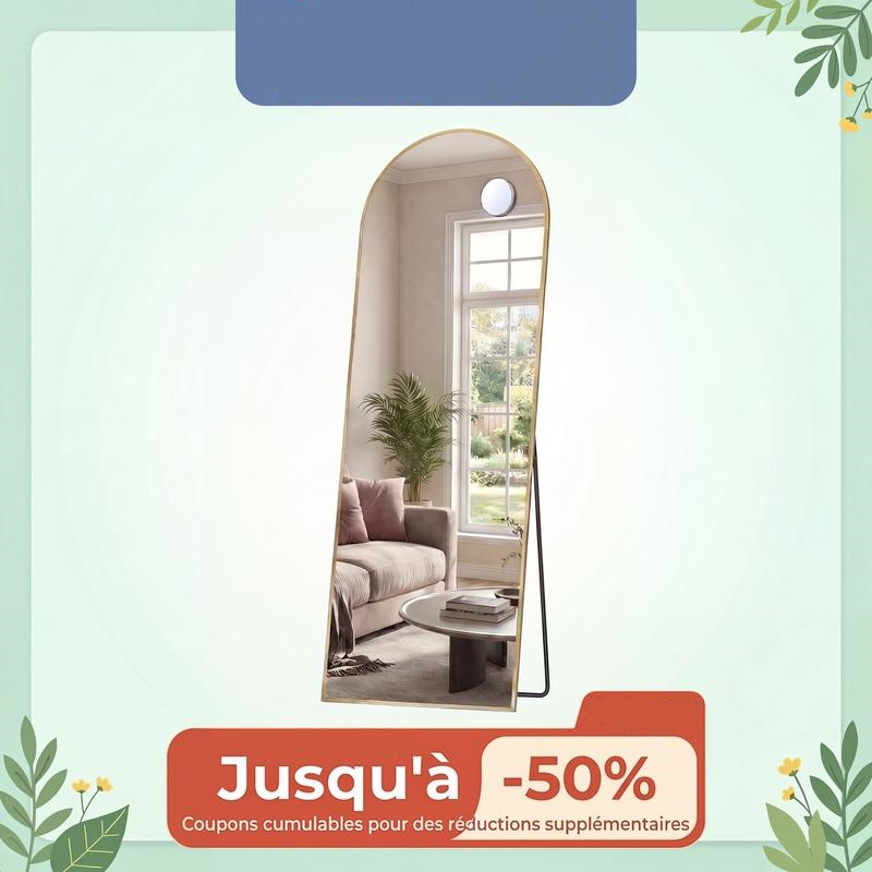 Miroir Intégral sur Pied ou Mural – Cadre Aluminium et Verre Trempé