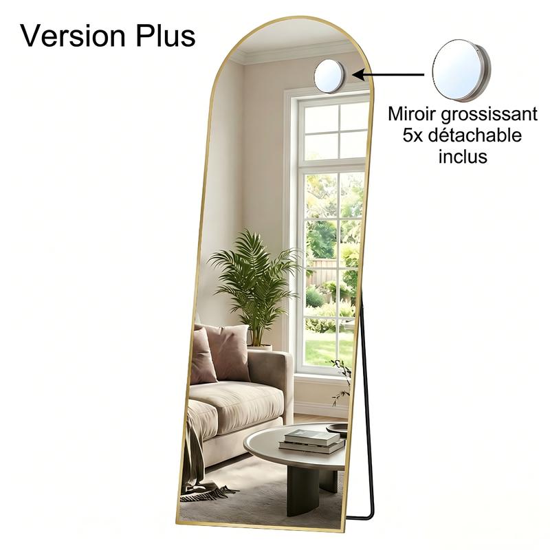 Miroir Intégral sur Pied ou Mural – Cadre Aluminium et Verre Trempé