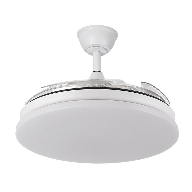 Ventilateur de plafond DC 107 cm 59 W avec pales rétractables, télécommande, minuterie, variateur d’intensité, fonction mémoire, silencieux