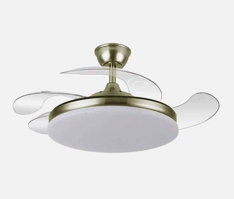 Ventilateur de plafond DC 107 cm 59 W avec pales rétractables, télécommande, minuterie, variateur d’intensité, fonction mémoire, silencieux