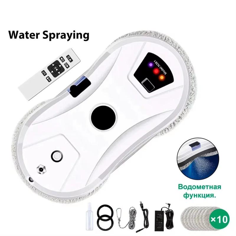 Robot Nettoyeur de Vitres Automatique avec Pulvérisation, Aspiration 5600 Pa, Navigation Intelligente, Télécommande, 10 Chiffons Inclus