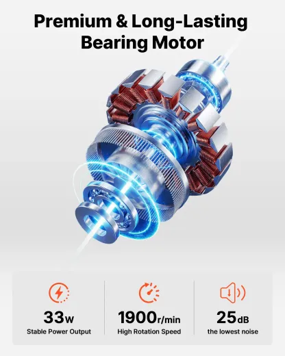 Ventilateur sur Pied 23 cm, Moteur CC Silencieux, Télécommande, Oscillation 80°, 9 Vitesses, 4 Modes, Minuterie 24 h, Hauteur Réglable, Blanc