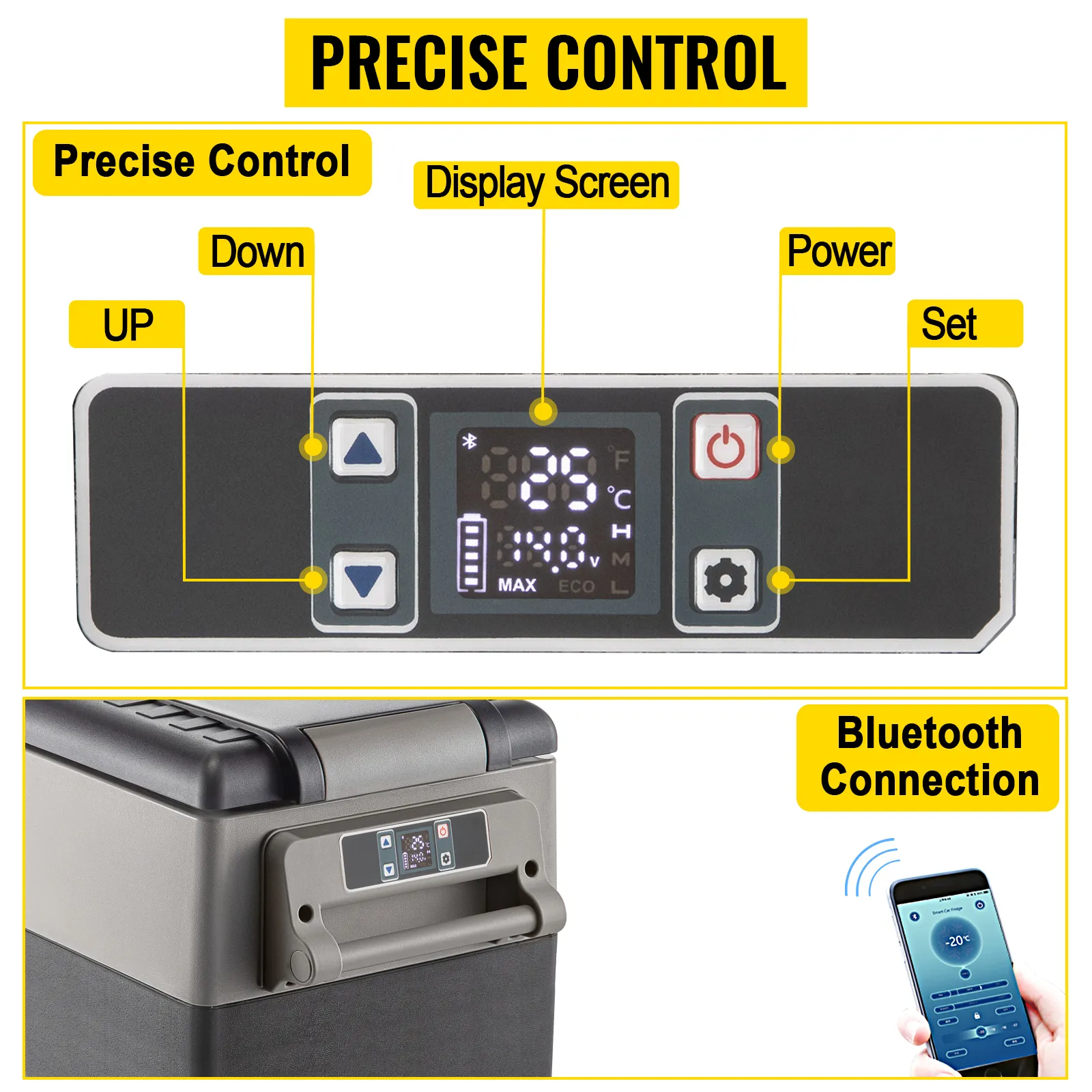 Réfrigérateur/ Congélateur Portable 12 V, Mini Glacière Électrique 45 W, Compatible AC/DC, pour Voiture, Camping, Voyage et Maison