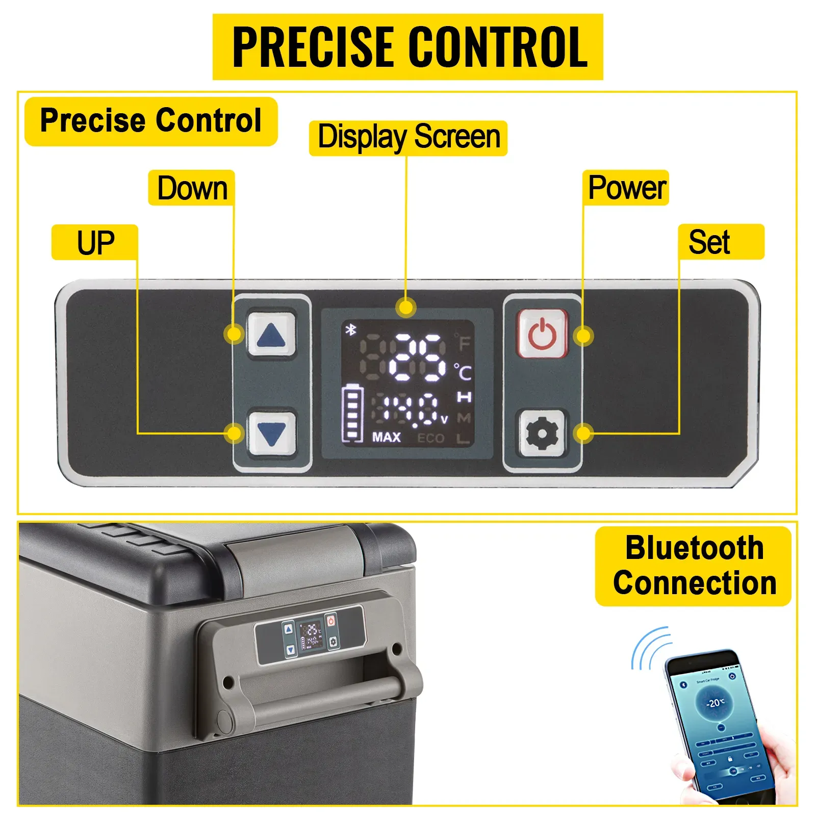 Réfrigérateur/ Congélateur Portable 12 V, Mini Glacière Électrique 45 W, Compatible AC/DC, pour Voiture, Camping, Voyage et Maison