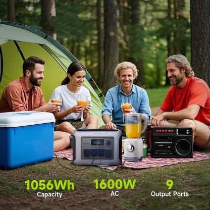 Estación de Energía Portátil 1600W 1056Wh | Batería LiFePO4, Carga Rápida, UPS 15ms y Generador Solar