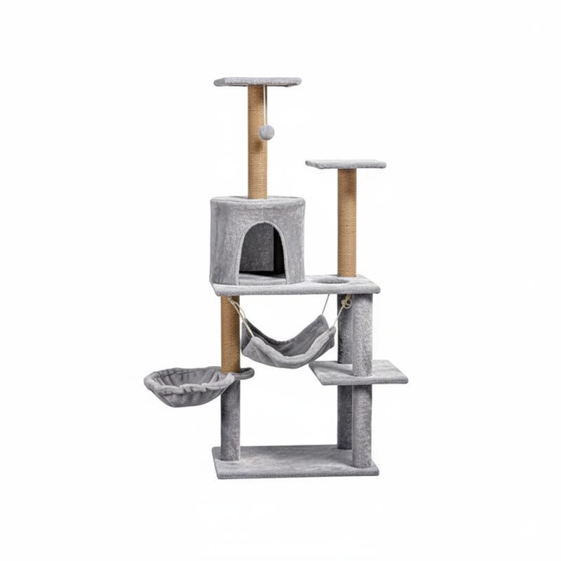 Árbol para Gatos 125 cm 3 en 1 | Cueva, Hamaca y Rascador