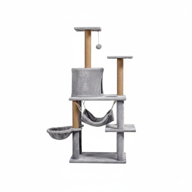 Árbol para Gatos 125 cm 3 en 1 | Cueva, Hamaca y Rascador