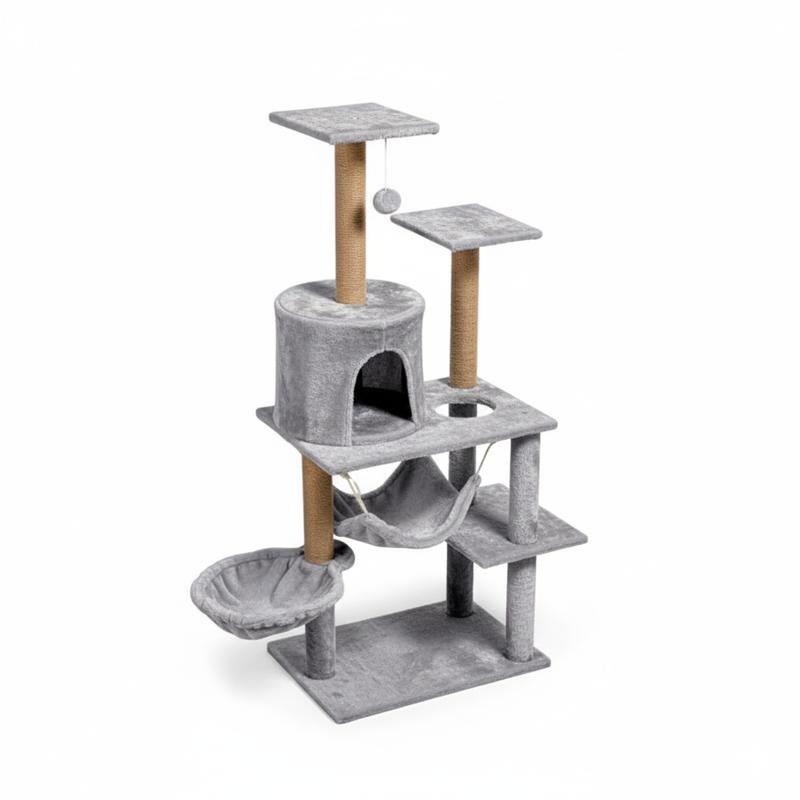 Árbol para Gatos 125 cm 3 en 1 | Cueva, Hamaca y Rascador