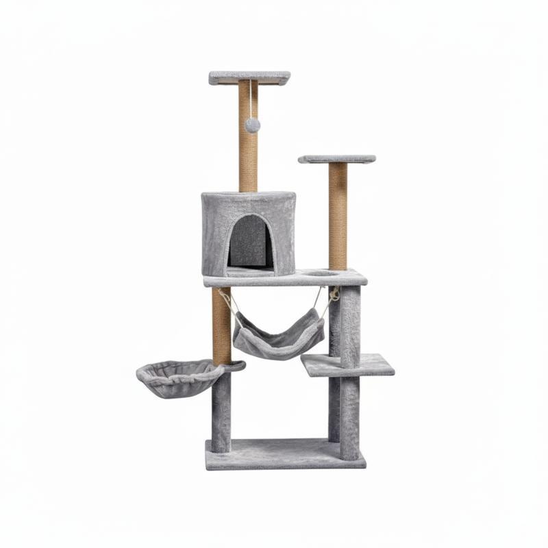Árbol para Gatos 125 cm 3 en 1 | Cueva, Hamaca y Rascador